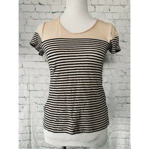 J.Crew Linen Sweater Shirt M Soft Blush Pink Strip